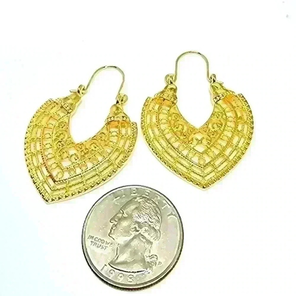 NWOT Golden Hoop Earrings - Picture 2 of 2